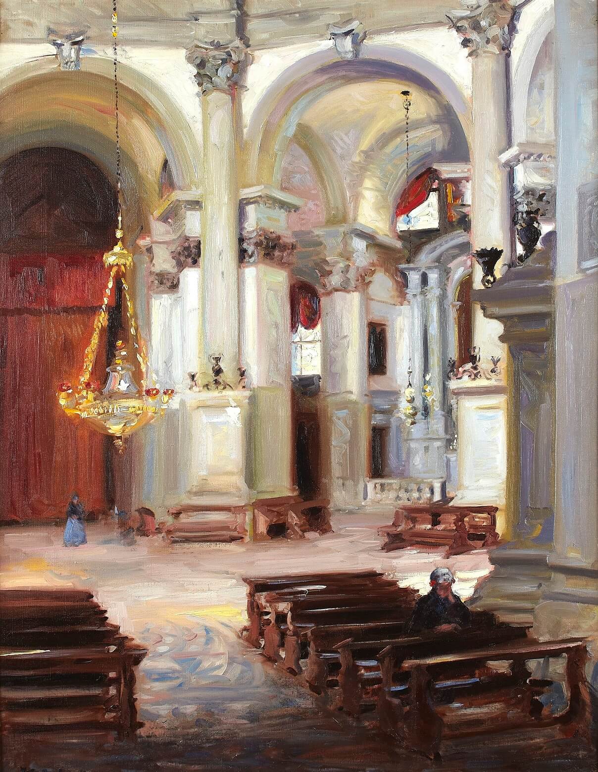 F.C.B. Cadell, Interior – Santa Maria della Salute, Venice, 1911. On loan from a private collection. F.C.B. Cadell, Interior – Santa Maria della Salute, Venice, 1911. On loan from a private collection.