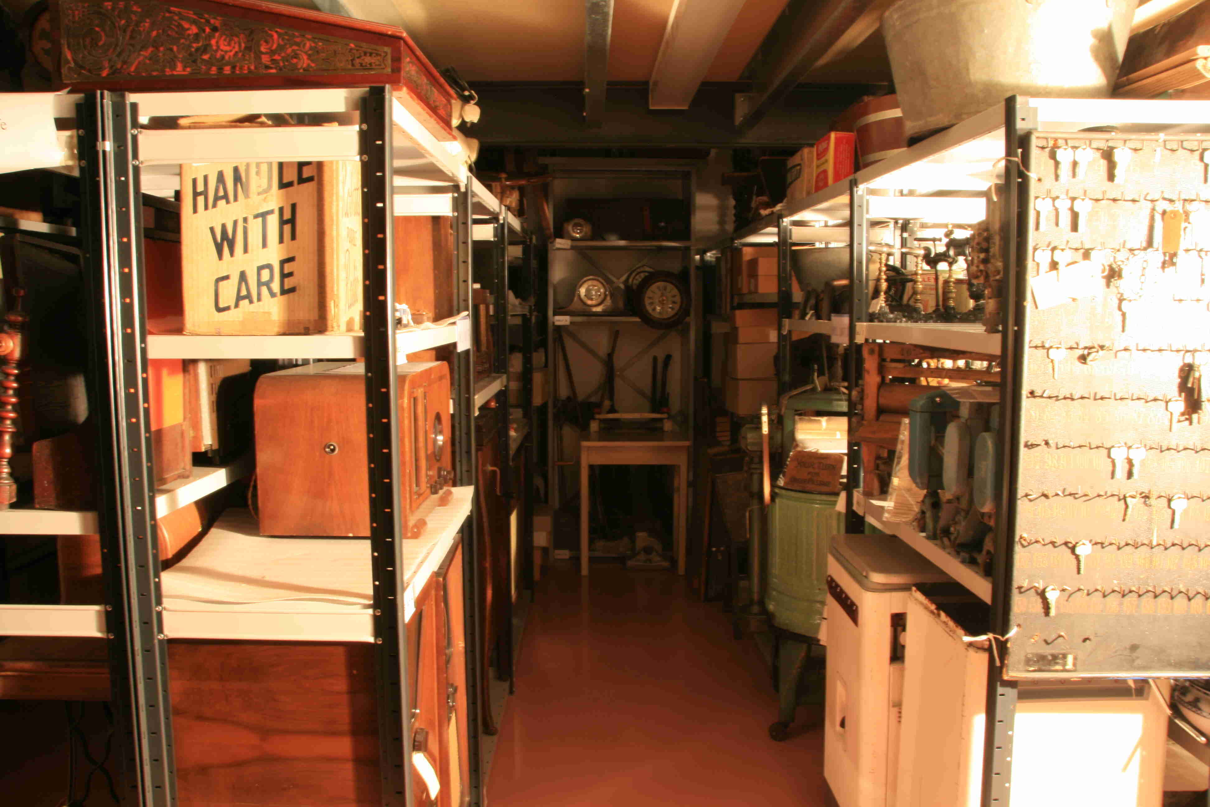 Detail of museum store shelving