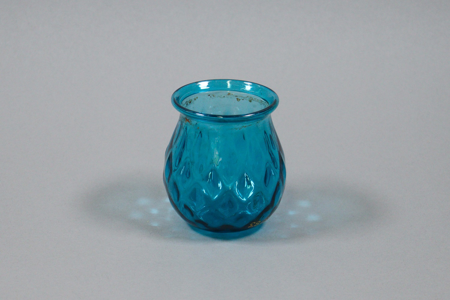 Light blue glass candle holder used during the visit of George IV to Edinburgh in 1822