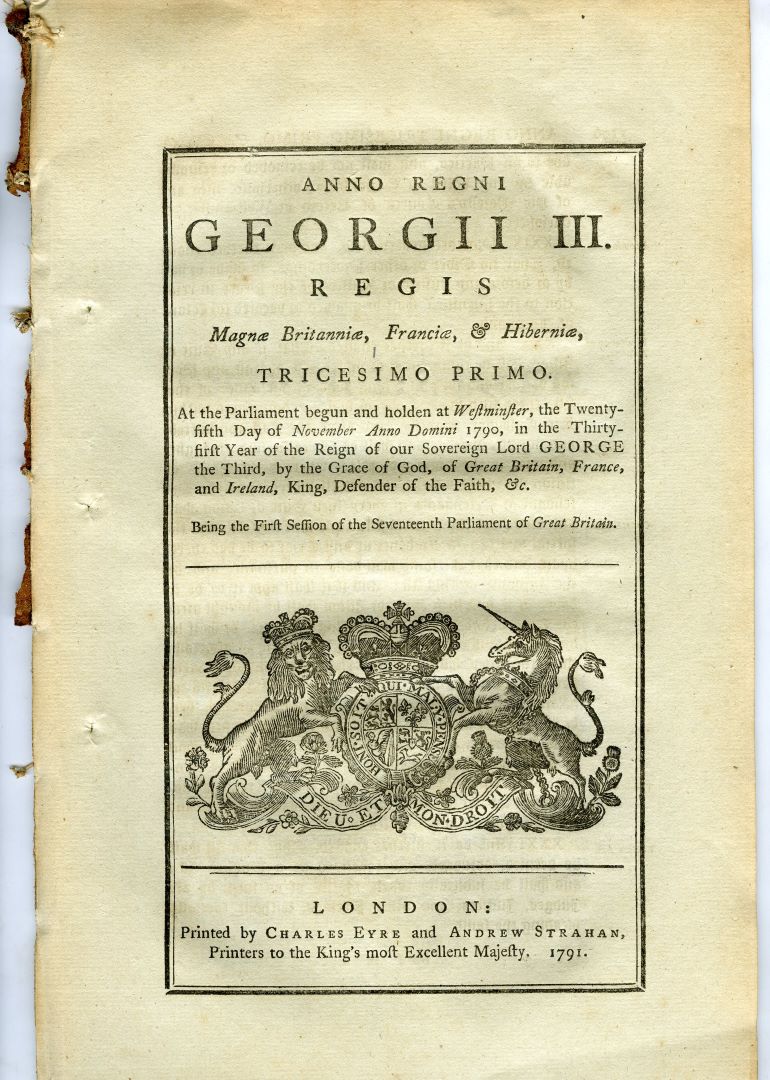 Act of Parliament, dated 25TH November 1790, which contains detailed plans for the building and management of a new Edinburgh Bridewell and Gaol 