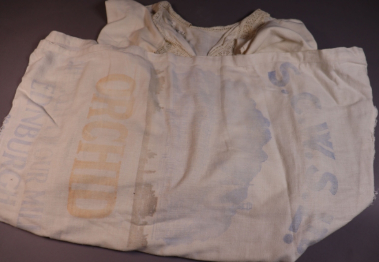 Nightdress made from a Scottish Co-operative Wholesale Society flour bag