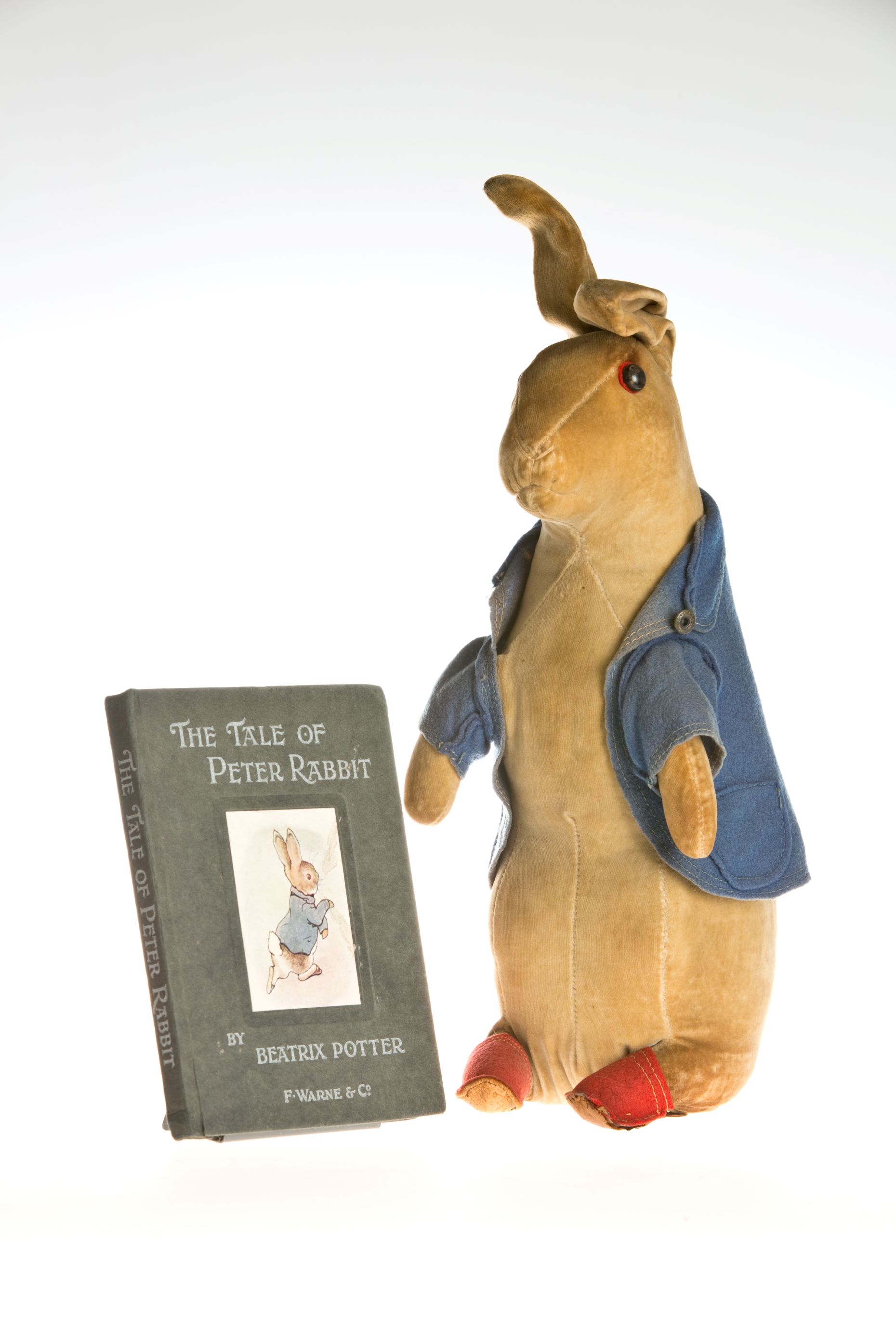 A Peter Rabbit soft toy with a copy of the Peter Rabbit book