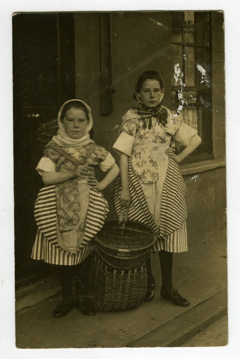 Maggie & Grace Crawford in fishwife costume Maggie and Grace Crawford in fishwife costume