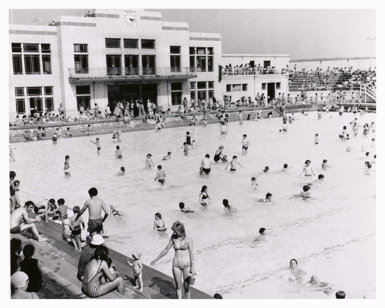 Swimmers enjoy Portobello outdoor bathing pool