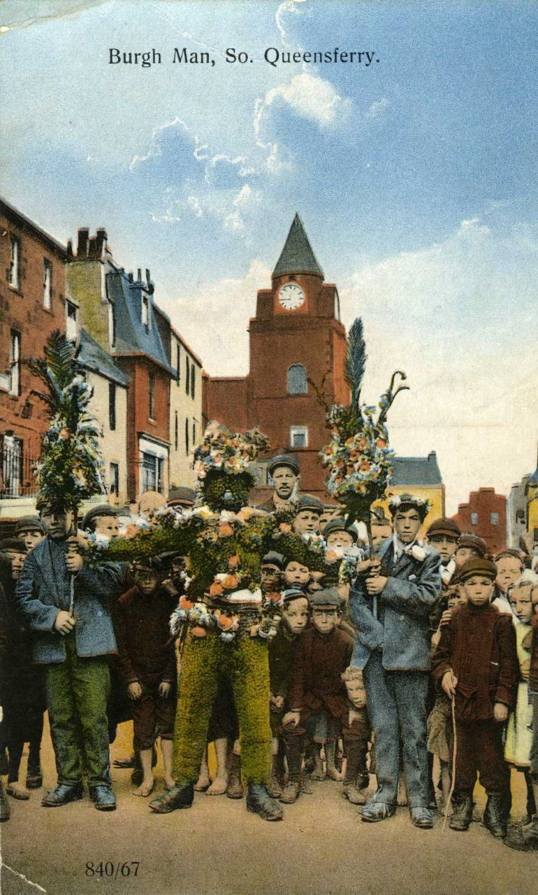 Postcard of the Burryman, misnamed as the 'Burgh Man'