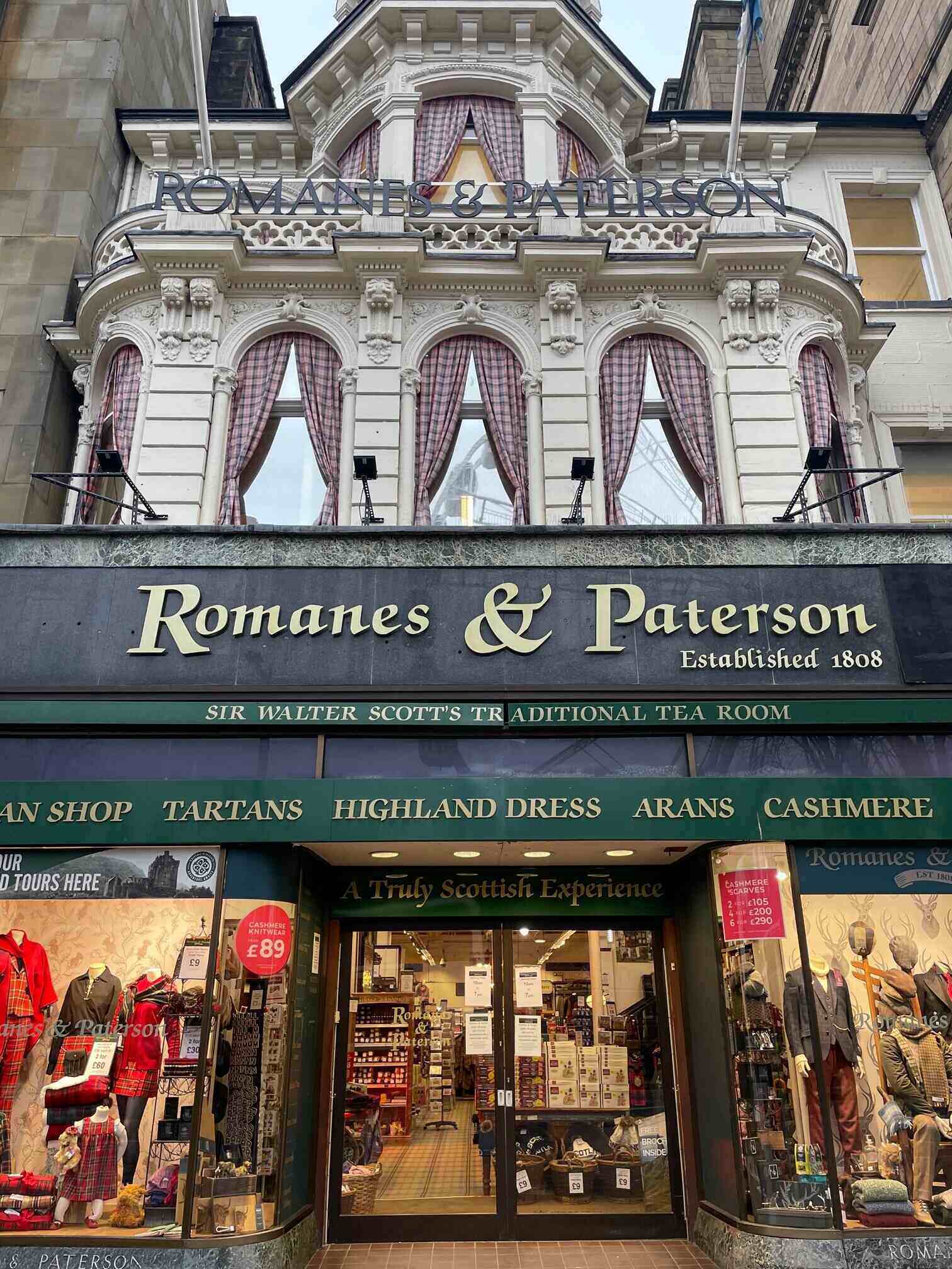 Shop front of Romanes & Paterson on Princes Street