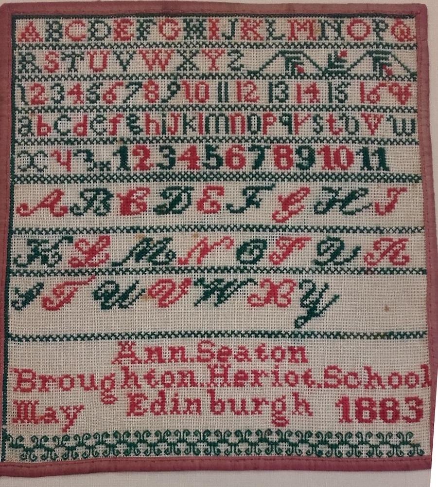 Sampler made by Ann Seaton at Broughton Heriot School, 1883 © City of Edinburgh Council Museums & Galleries: Museum of Childhood