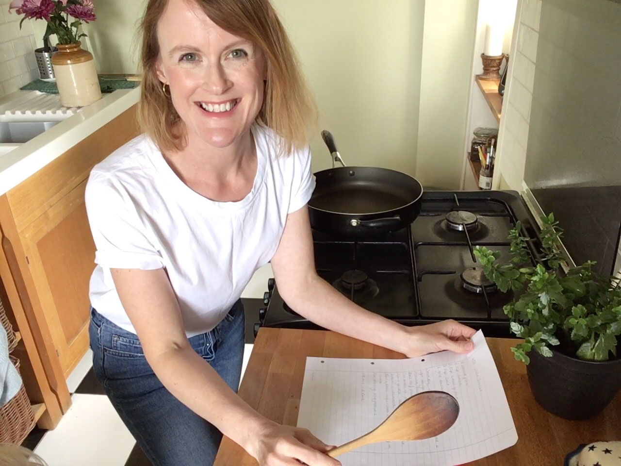 Vicky preparing to make soda scones the Atholl Crescent way at home