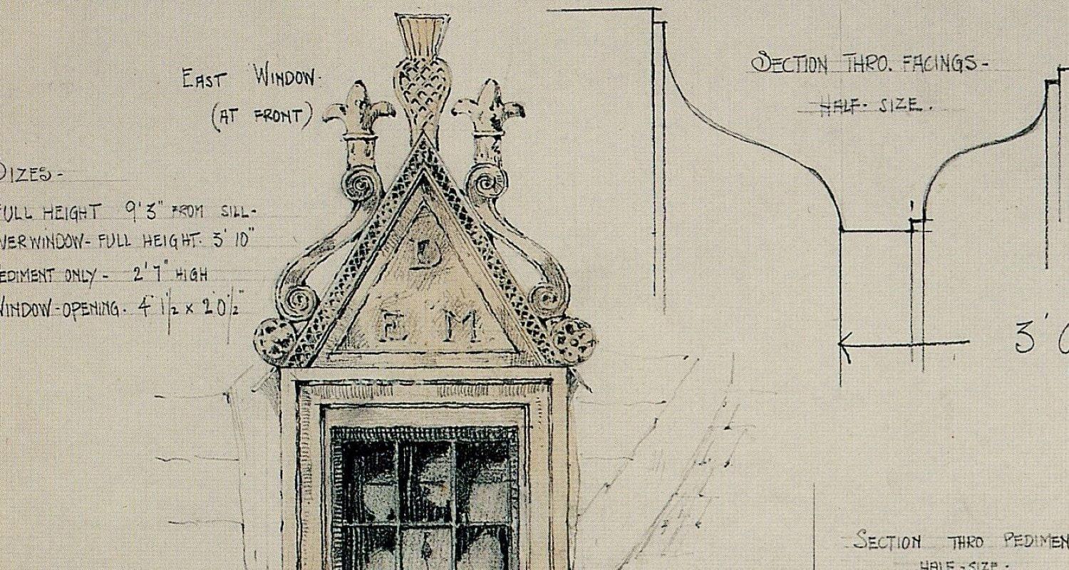 An architectural drawing of a window