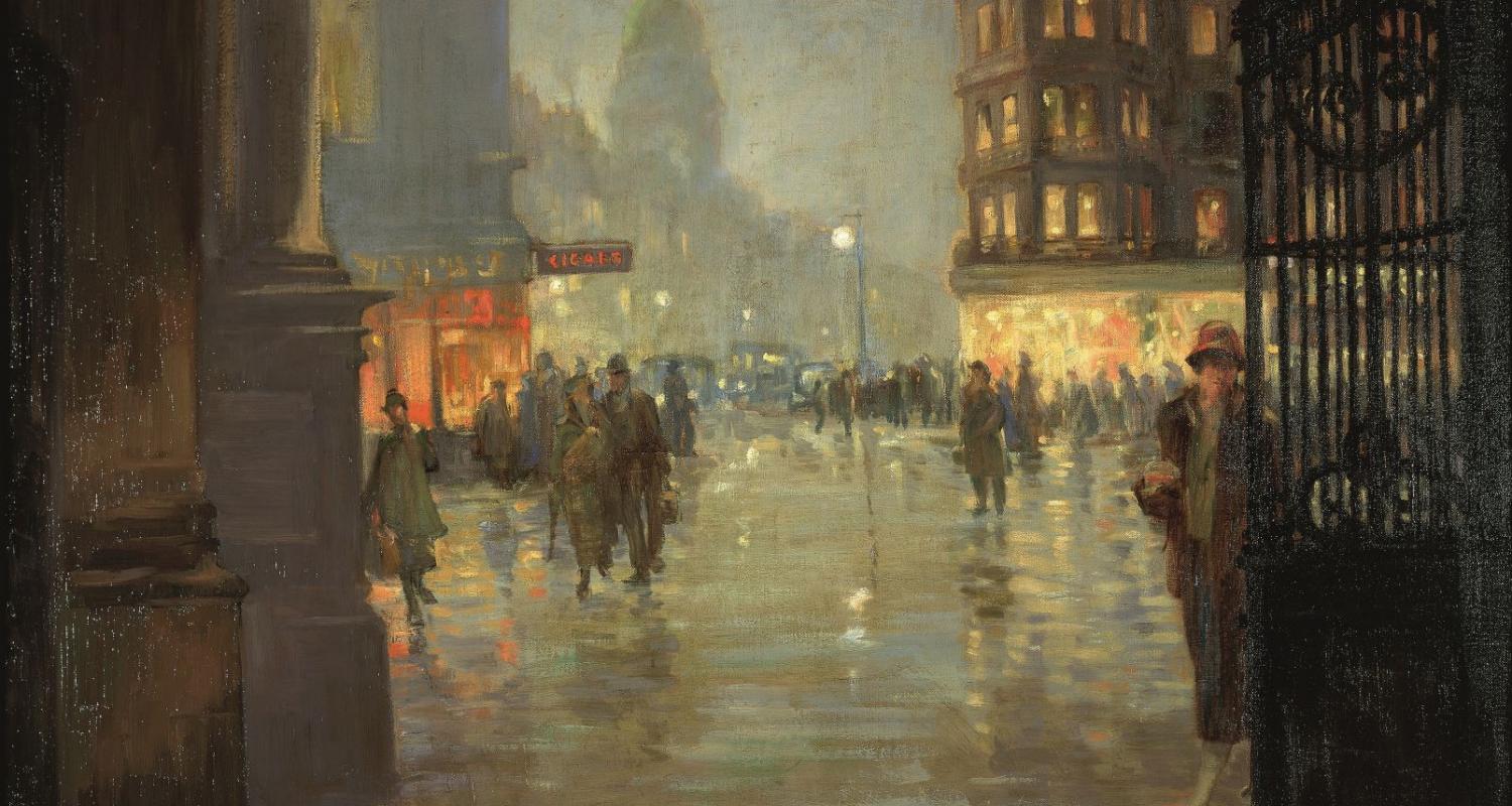 Robert Easton Stuart, Maule's Corner after Rain, Edinburgh, 1925. City Art Centre, Museums & Galleries Edinburgh.