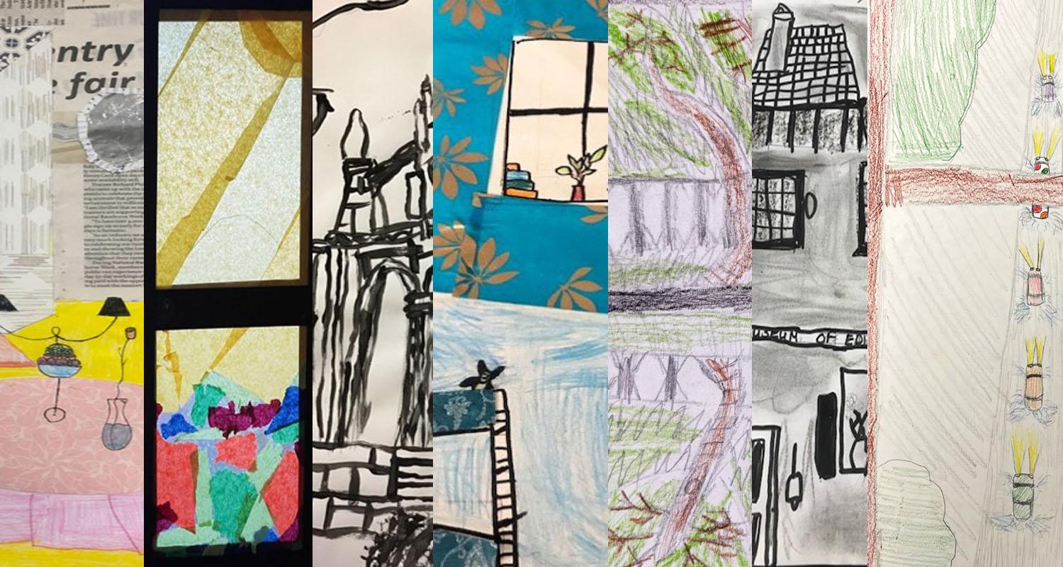 The seven winning artworks for the December schools competition