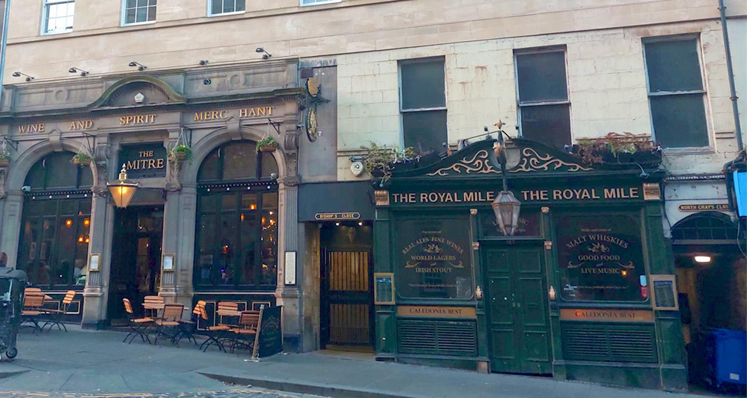 A contemporary view of two pubs on Edinburgh's Royal Mile