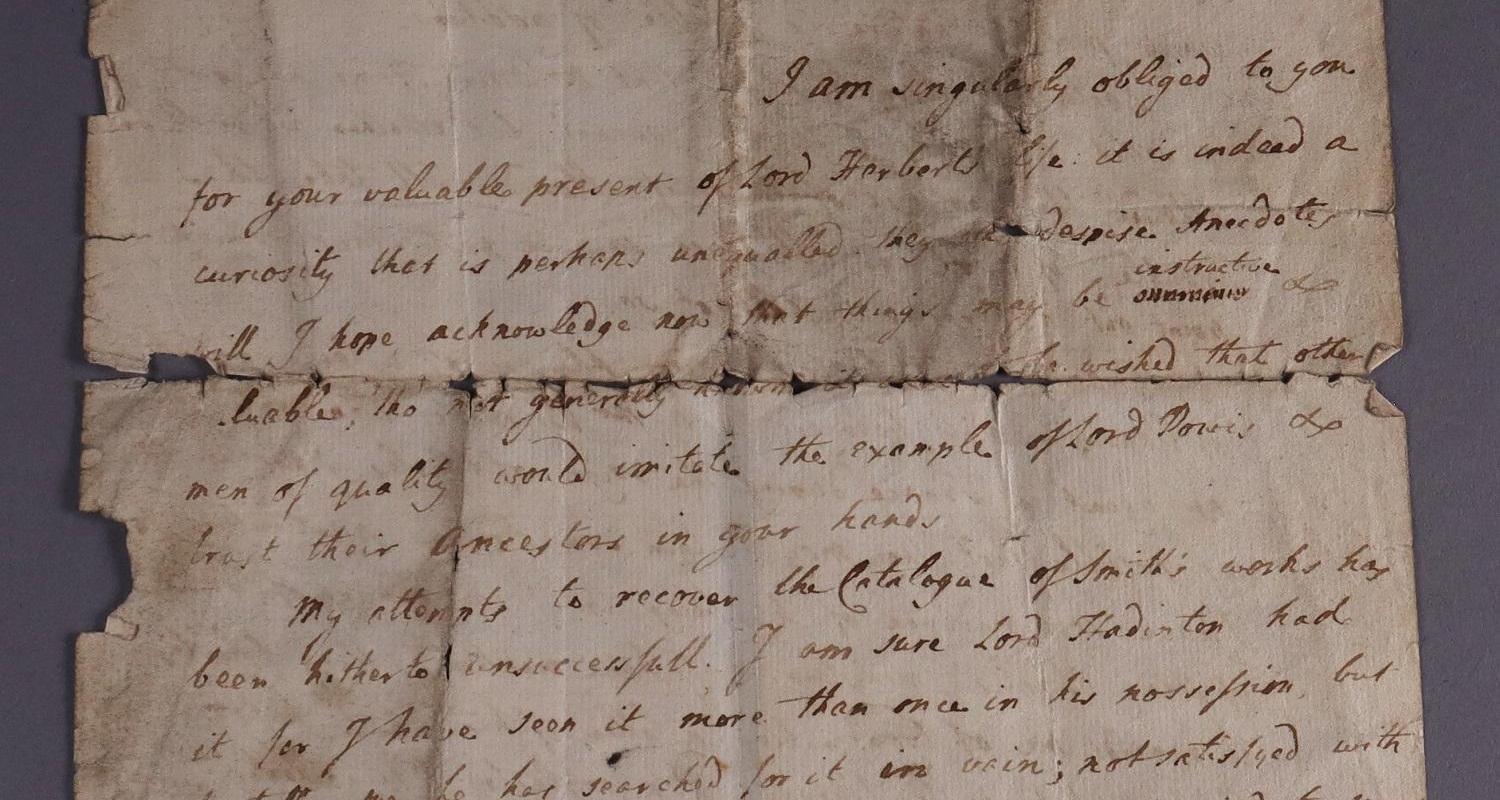 First page of a letter by James Dalrymple to Horace Walpole