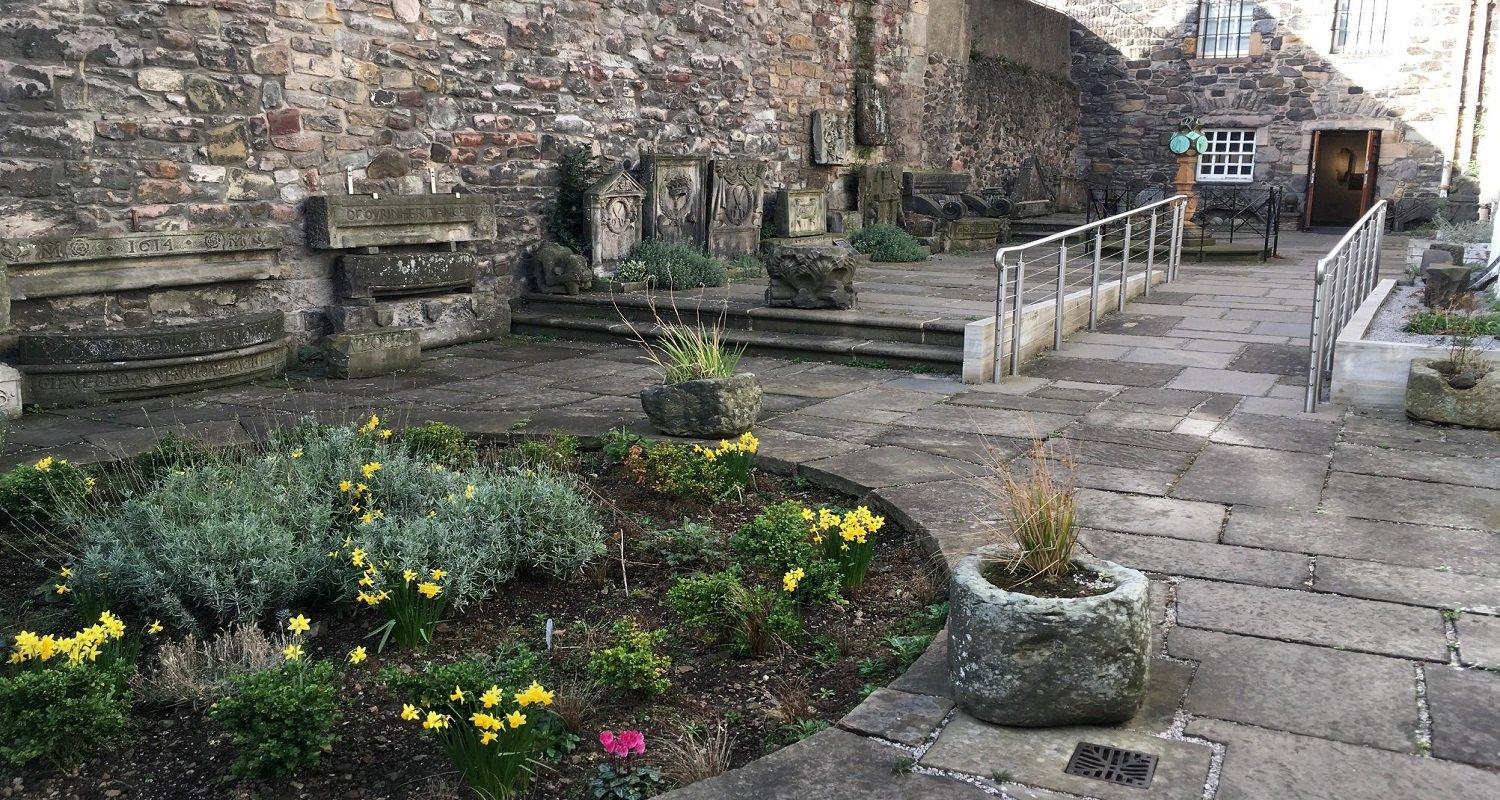 Walled courtyard and garden at the back of Museum of Edinburgh