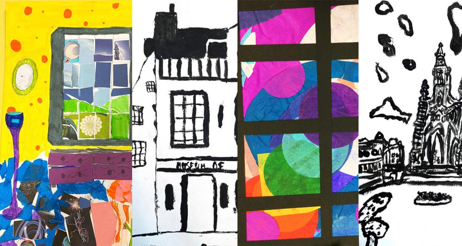 Winning artworks: Left to right Caitlin(Dalry PS), Tamara (Craigroyston PS), Maya(Dalry PS), Chance(Craigroyston PS) 