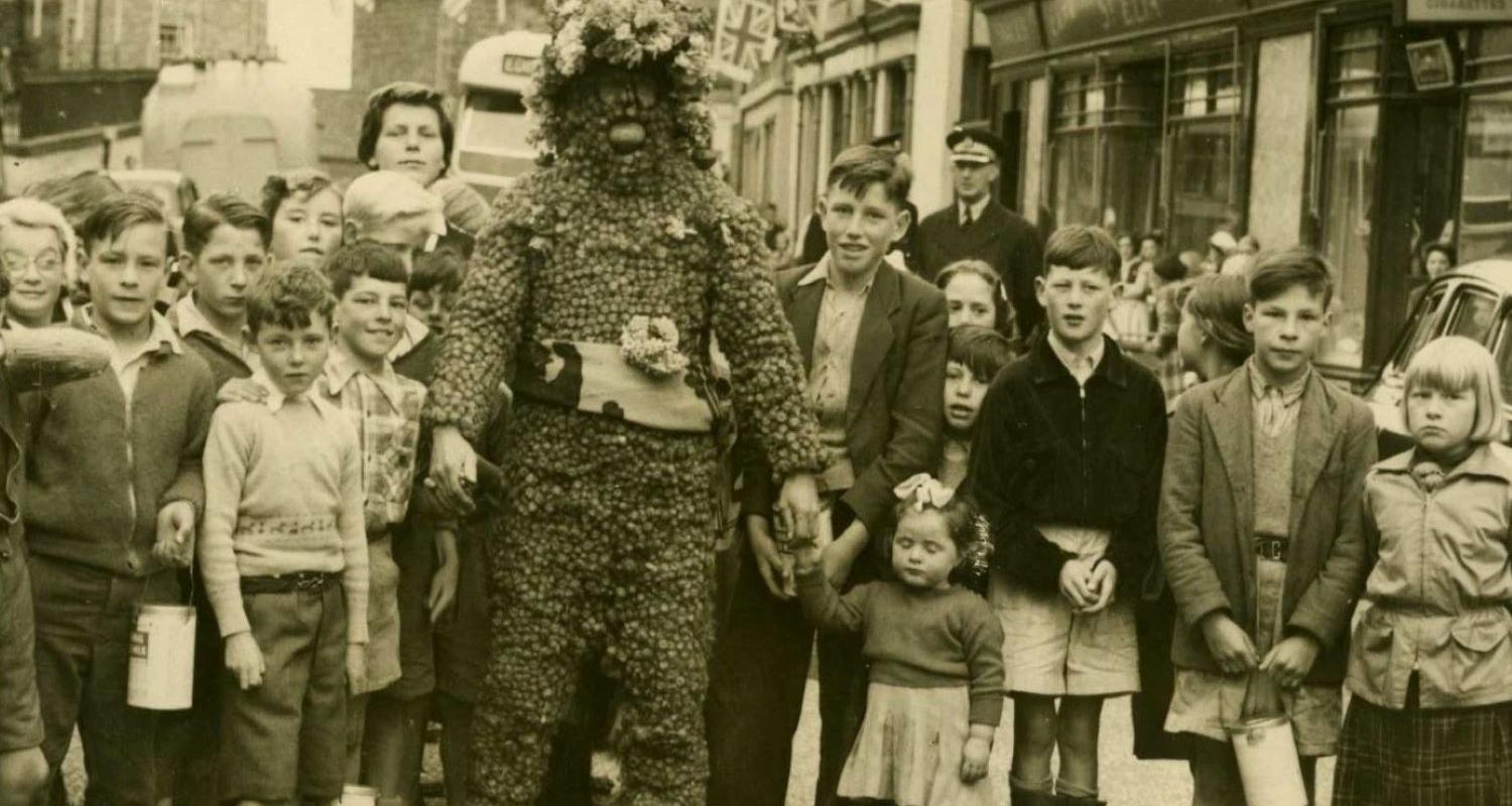 The Burryman in 1956, photo taken by Harry Kelly, a photographer working in Queensferry