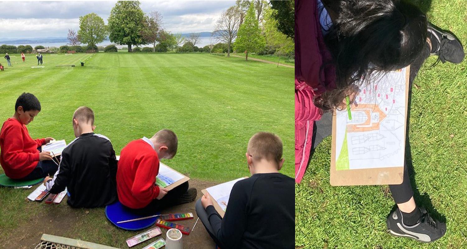 Children taking part in outdoor workshops at Lauriston Castle