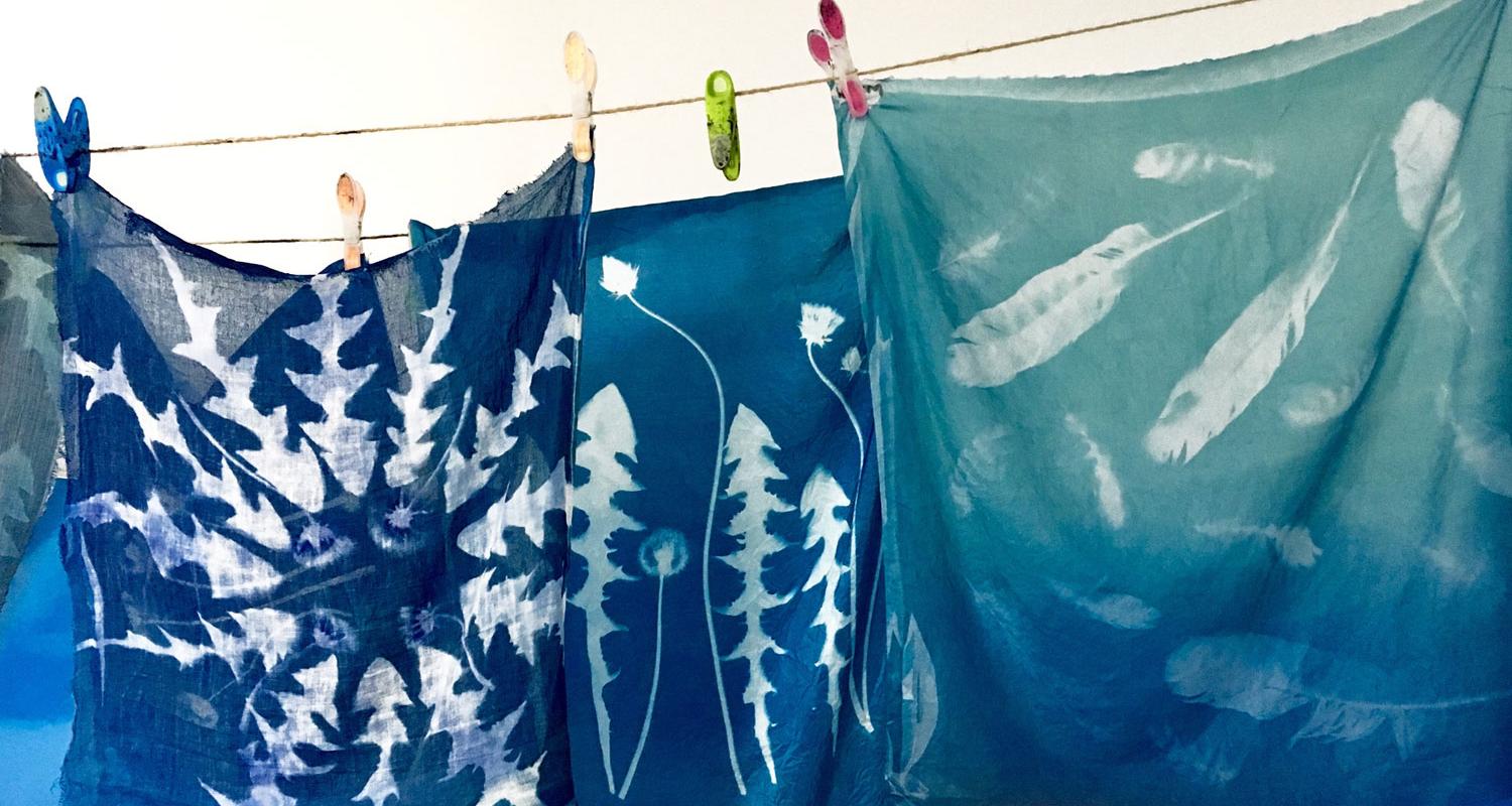 Cyanotypes on Fabrics and Paper