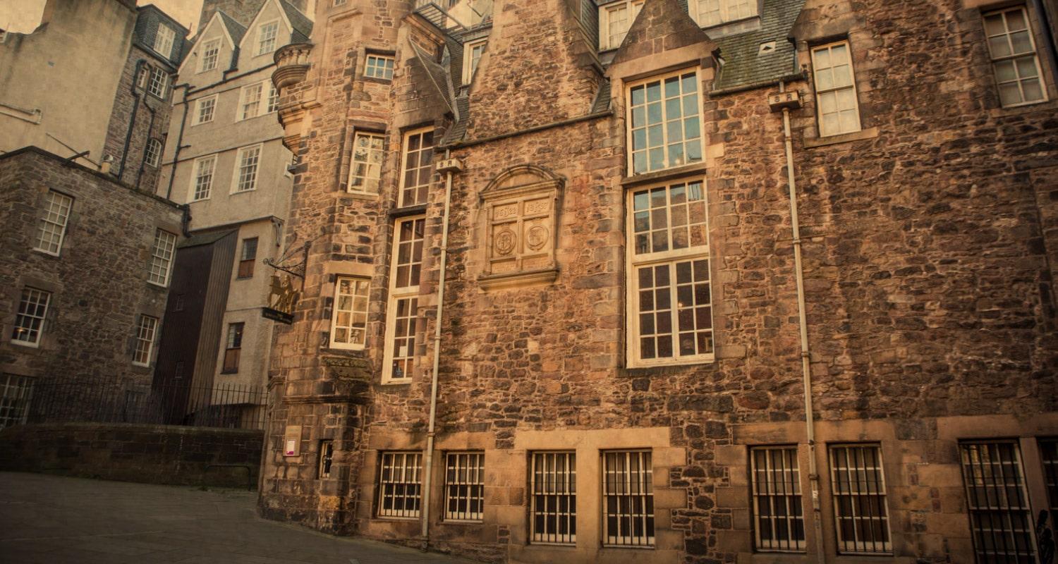 The pavement before you enter the Writers' Museum