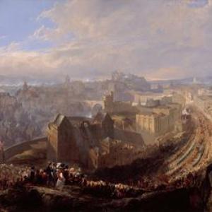 John Wilson Ewbank, The Entry of George IV into Edinburgh from the Calton Hill, 1822, 1827, oil on canvas