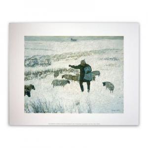 Sheep, Shepherdess and Harbour Craig, Victoria Crowe ArtUK