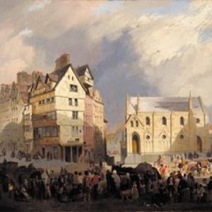 William Gawin Herdman, View of the Lawnmarket, Edinburgh, 19th century, oil on canvas
