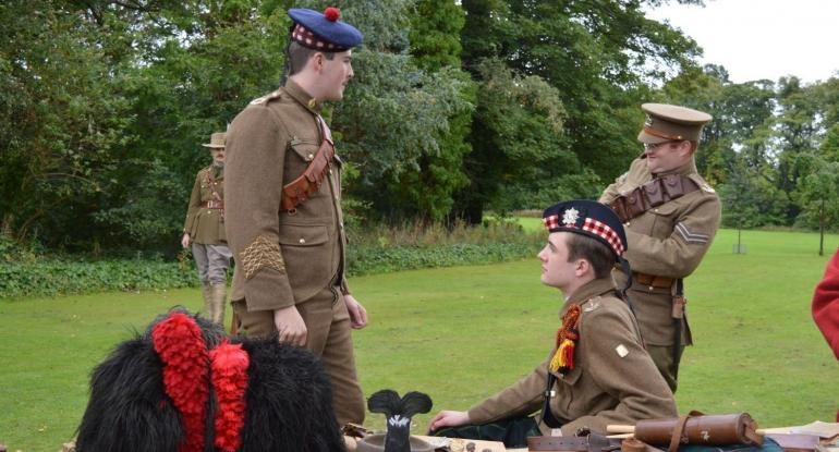 WW1 Costumed Performers in the gardens of Lauriston Castle Edinburgh
