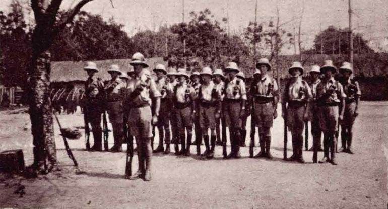 Photograph of a group of men - a regiment during WW1 in Malawi