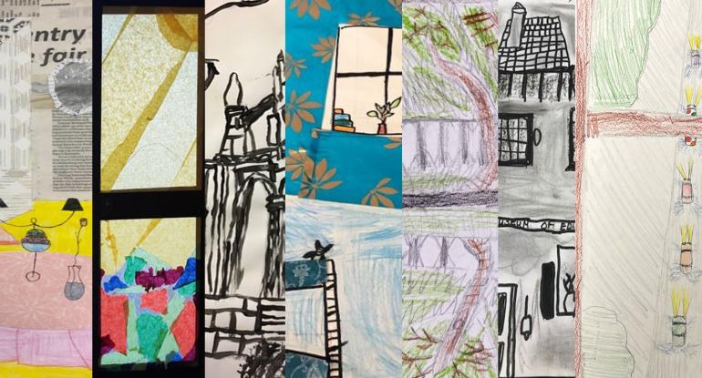 The seven winning artworks for the December schools competition