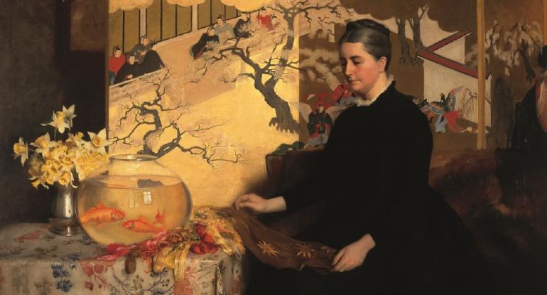 James Cadenhead, Lady with Japanese Screen and Goldfish (Portrait of the Artist's Mother), 1886