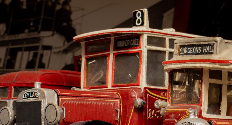 Detail of model buses of the Edinburgh Corporation Transport Company