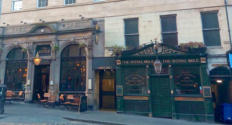 A contemporary view of two pubs on Edinburgh's Royal Mile