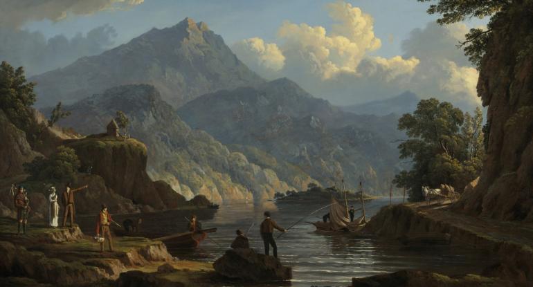 Landscape-with-tourists-at-Loch-Katrine
