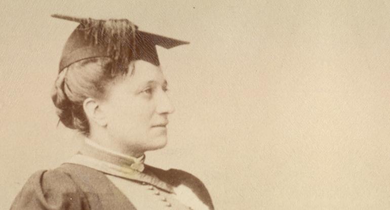 sepia graduation photograph of Margaret Johnstone Barton wearing her graduation motarboard
