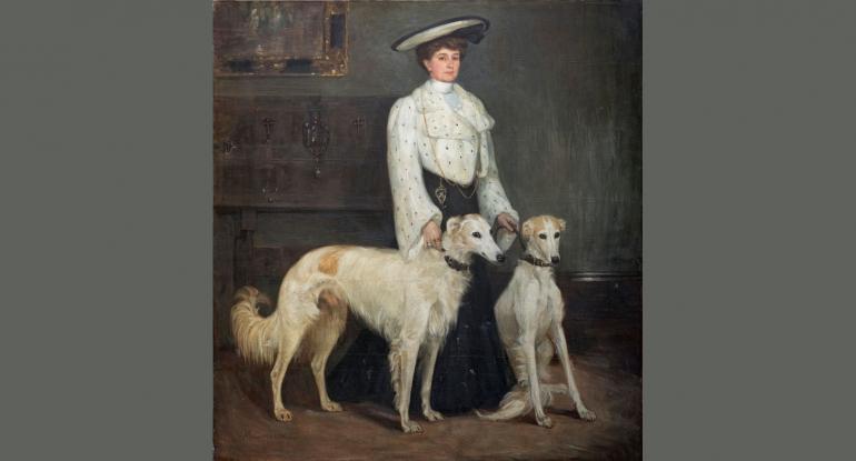 Mrs Blair and her Borzois, 1904. Private Collection. (Photo Eion Johnston)