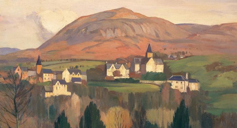 Detail of a painting of Melrose in the Scottish Borders