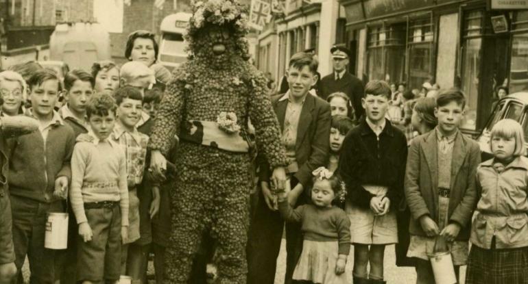 The Burryman in 1956, photo taken by Harry Kelly, a photographer working in Queensferry