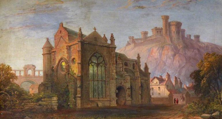 Trinity College Church Trinity College Church from the south west, 19th century oil painting