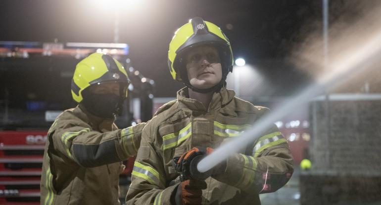 Meet the team3 Firefighters on nighttime duty
