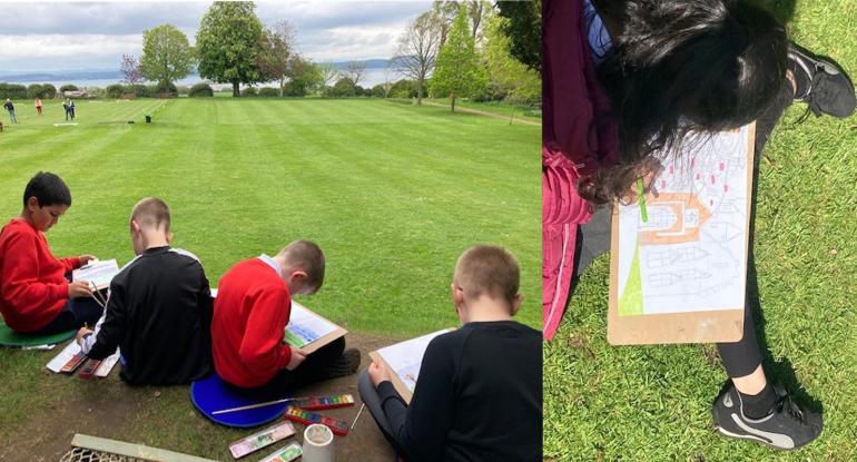 Children taking part in outdoor workshops at Lauriston Castle