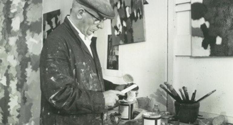 detail from William Gear in his studio, courtesy Towner, Eastbourne