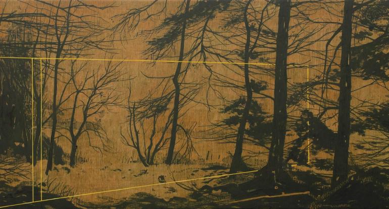 Image of forest landscape in green and yellow colours