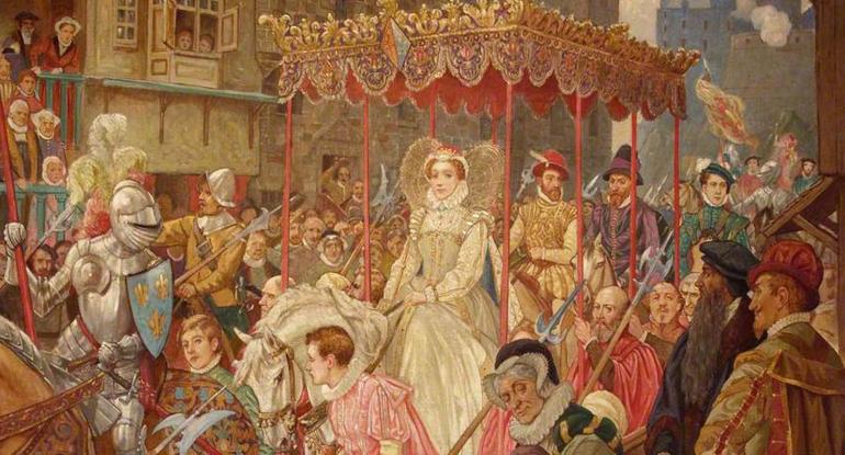 Painting showing the arrival of Mary Queen of Scots in Edinburgh
