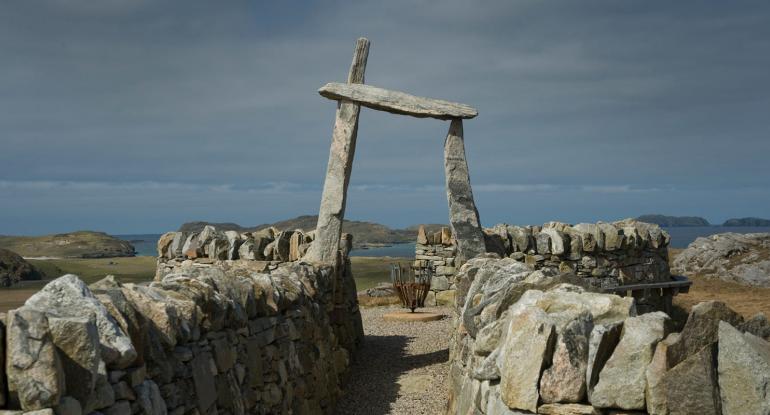 View of archway by the sea