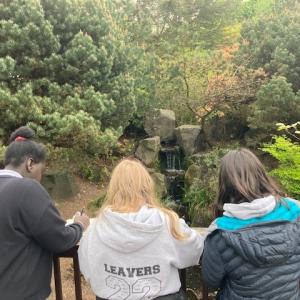 Children drawing in the Japanese Garden