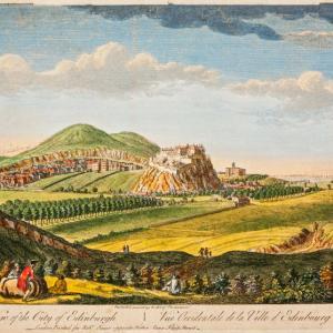 Paul Sandby, West View of the City of Edinburgh, 18th century, coloured engraving on paper