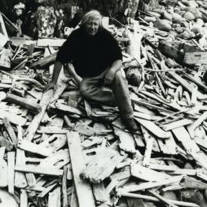 Robert Callender on the foreshore at The Lighthouse Stores, Stoer Point, Sutherland, 1970s. Courtesy of the Estate of Robert Callender. Photography Elizabeth Ogilvie