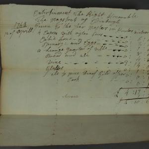 Tavern bill from 1743