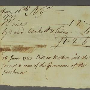 Tavern bill from 1743 from Walkers tavern with the provost