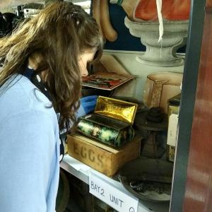 Gabriella and Oliver working in the stores of the Museum Collections Centre © City of Edinburgh Council Museums & Galleries; Museum Collections Centre